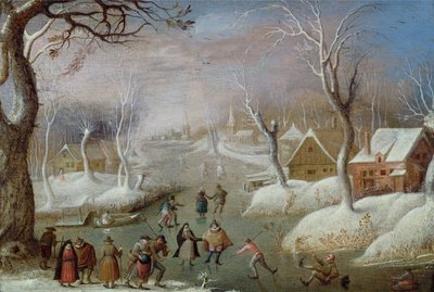 Winter Landscape with Skaters by Christoffel van den circle of Berghe